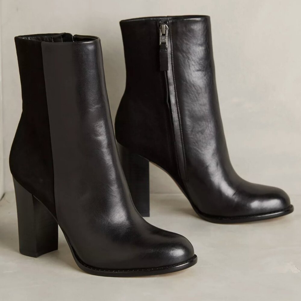 Sam Edelman "Reyes" Black Leather Heeled Booties